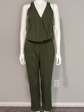 NWT S Small Old Navy Sleeveless Olive Green Wrap Jumpsuit